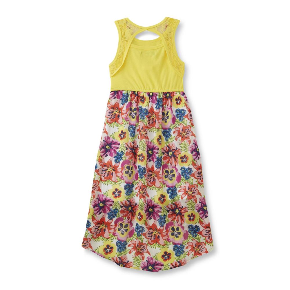 Girl's Tank Dress & Necklace - Floral