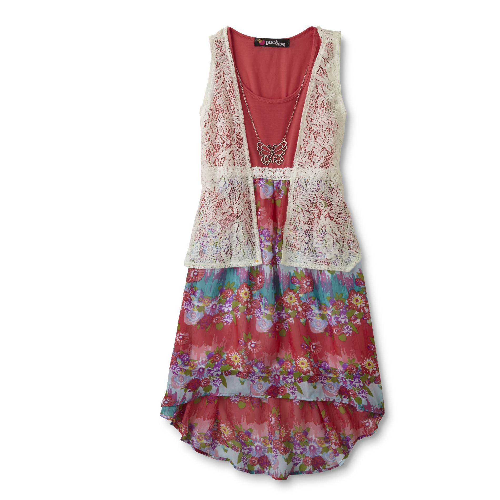 Girl's Dress & Vest - Floral