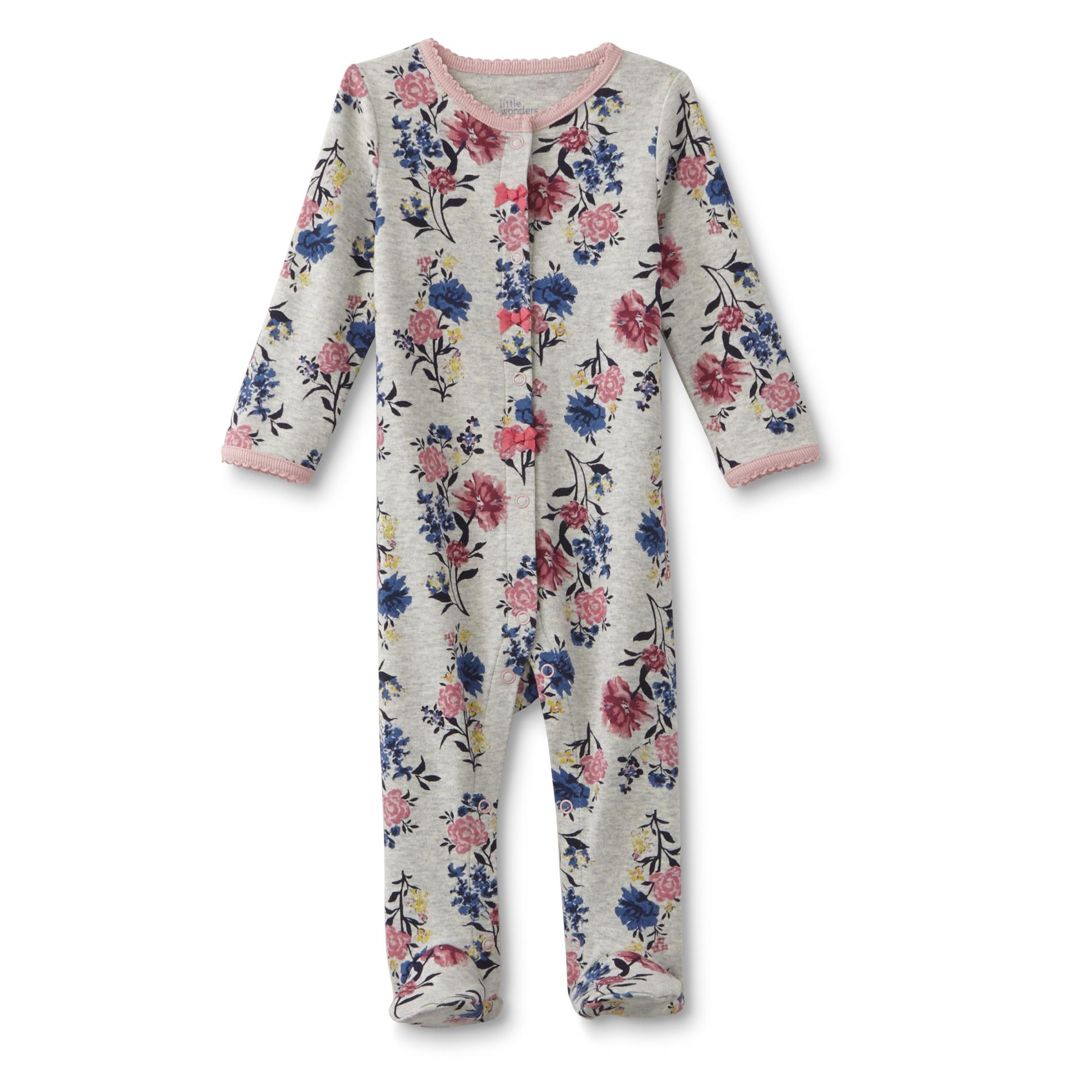 Little Wonders Newborn Girl's Sleeper Pajamas Floral