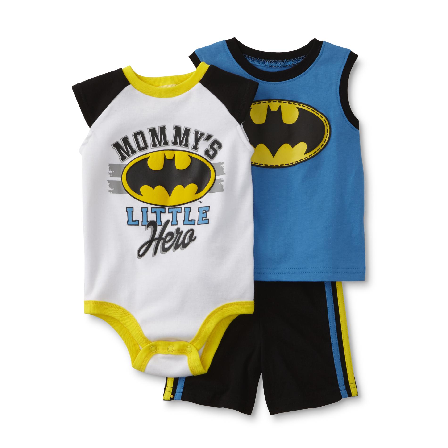 Batman Newborn Boy's Bodysuit, Tank Top & Shorts