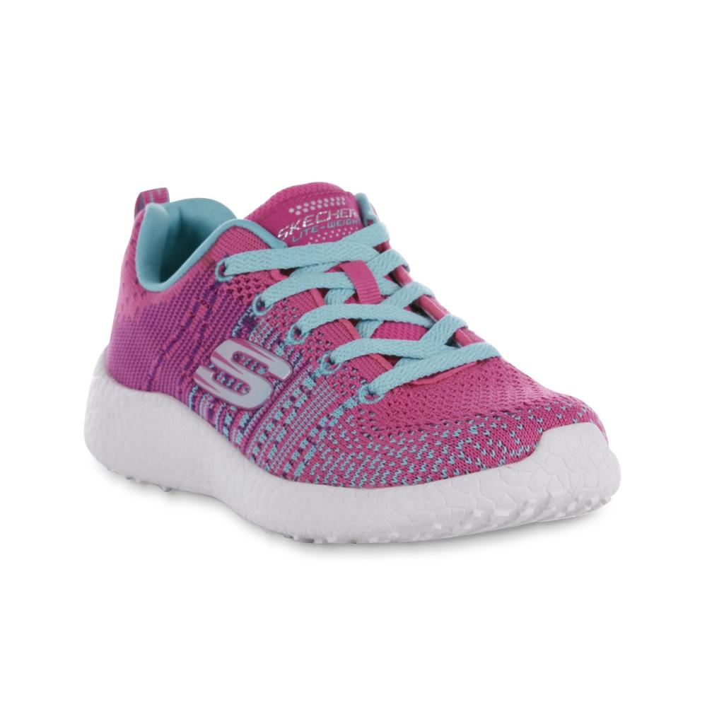 Skechers Girl's Burst Neon Pink/Turquoise Running Shoe
