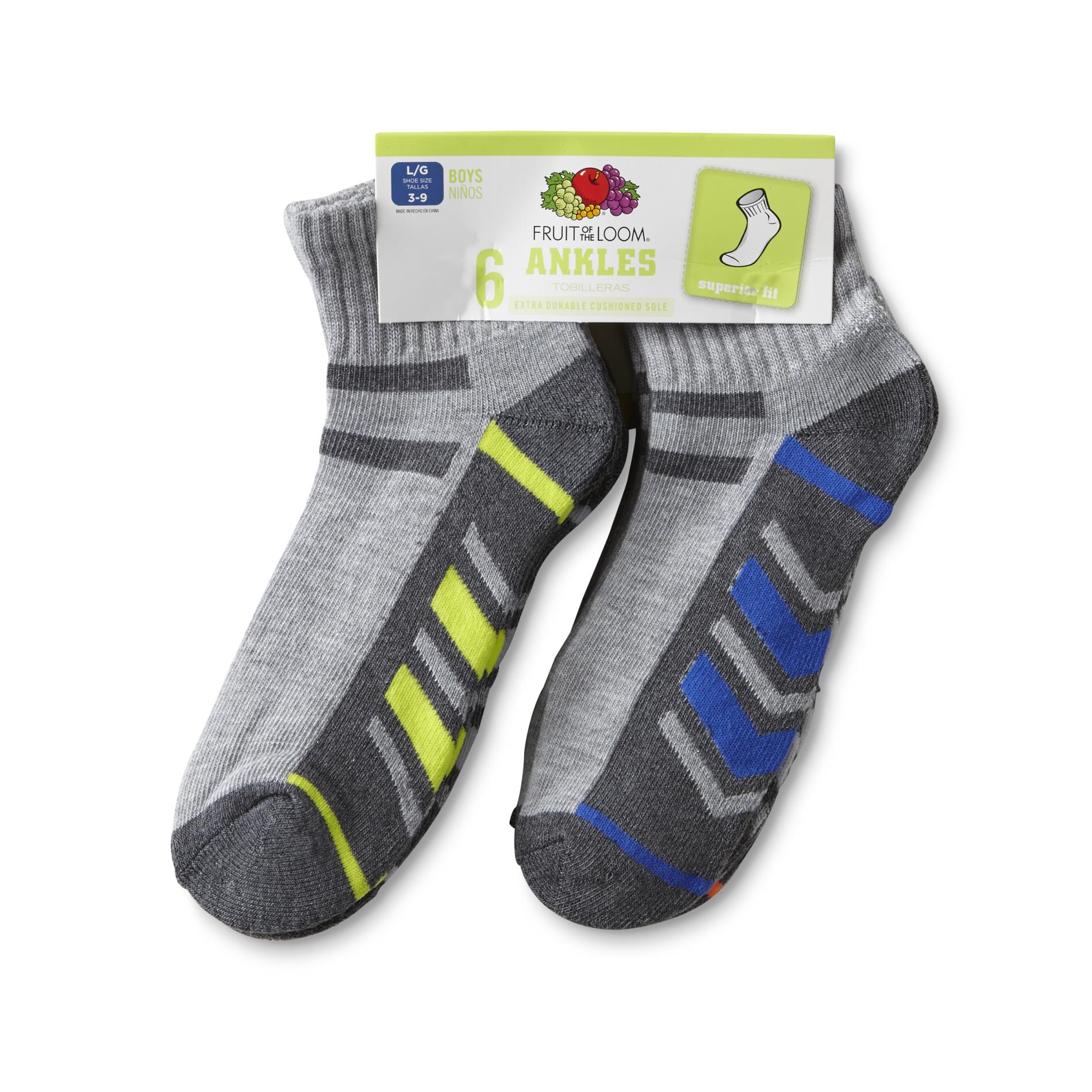 Fruit of the Loom Boy's 6Pairs Ankle Athletic Socks Shop Your Way
