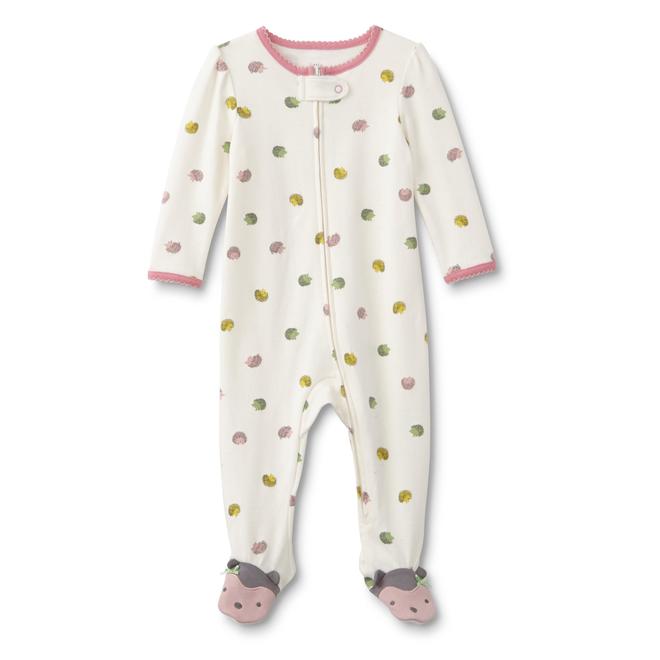 Little Wonders Newborn Girl's Sleeper Pajamas Hedgehog
