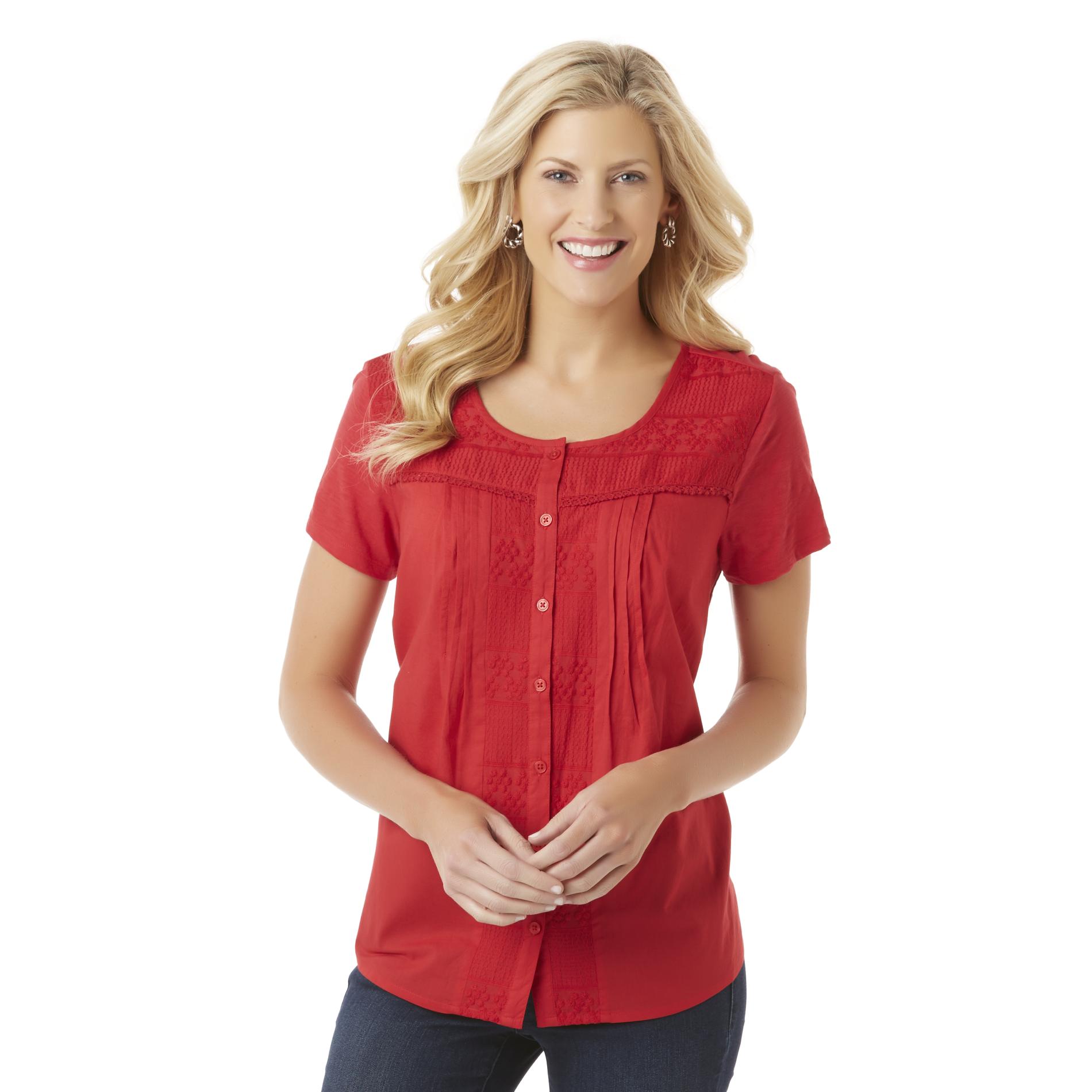 Erika Women's Mixed Media Blouse Shop Your Way Online Shopping