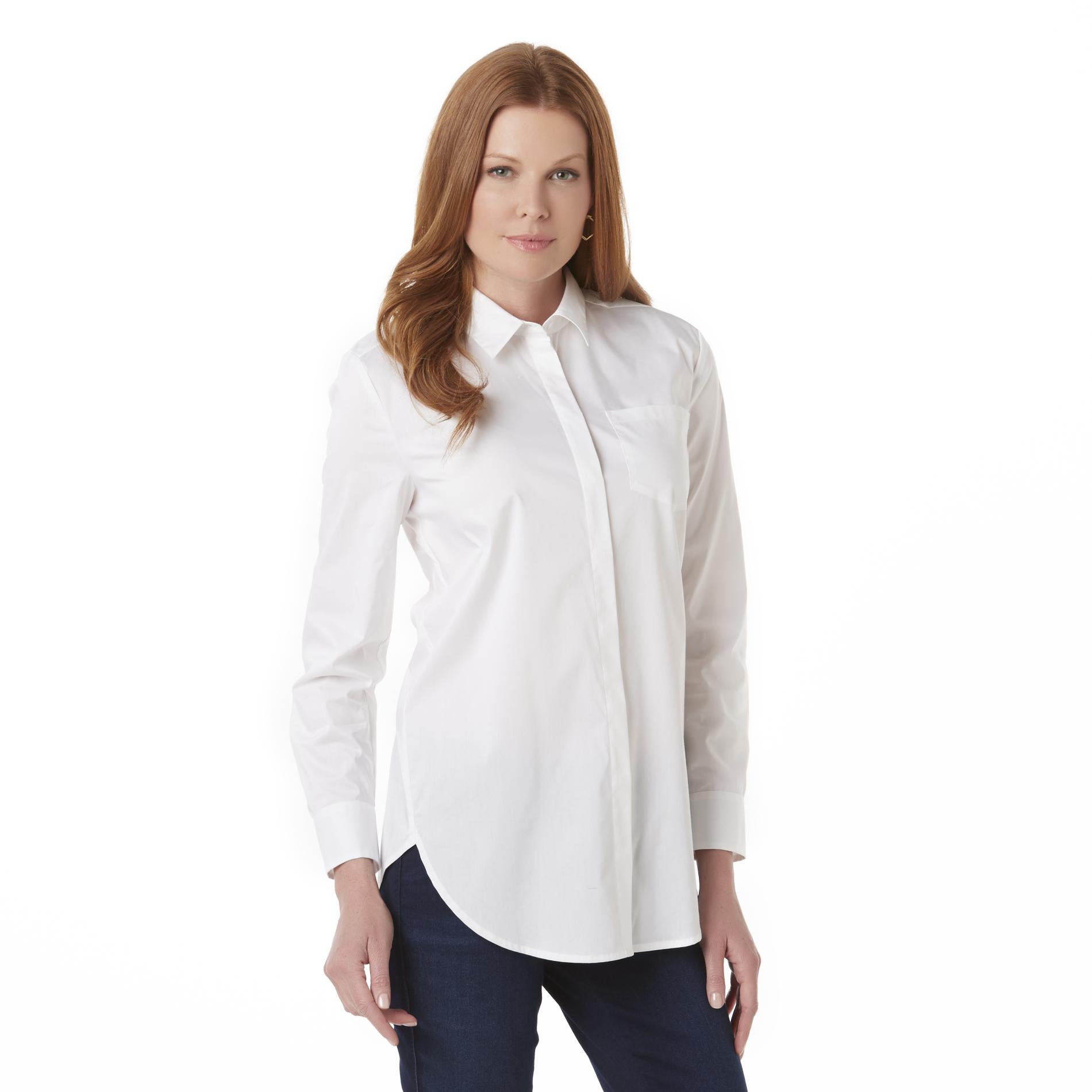 Polyester Button Front Blouse