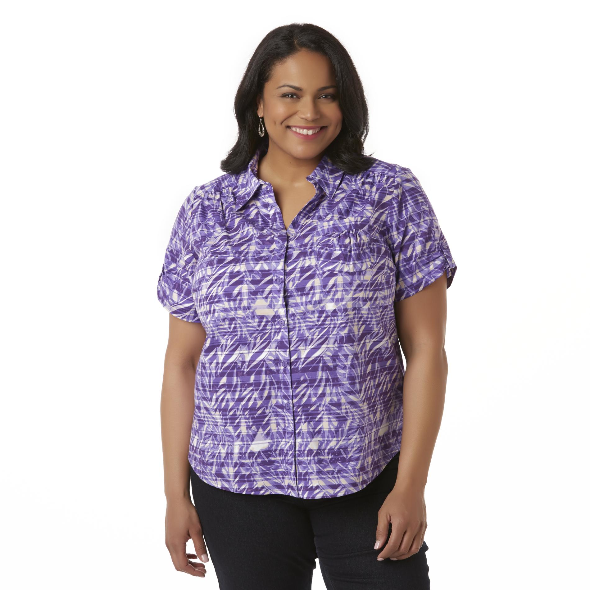 Womens Plus Size Camp Shirt