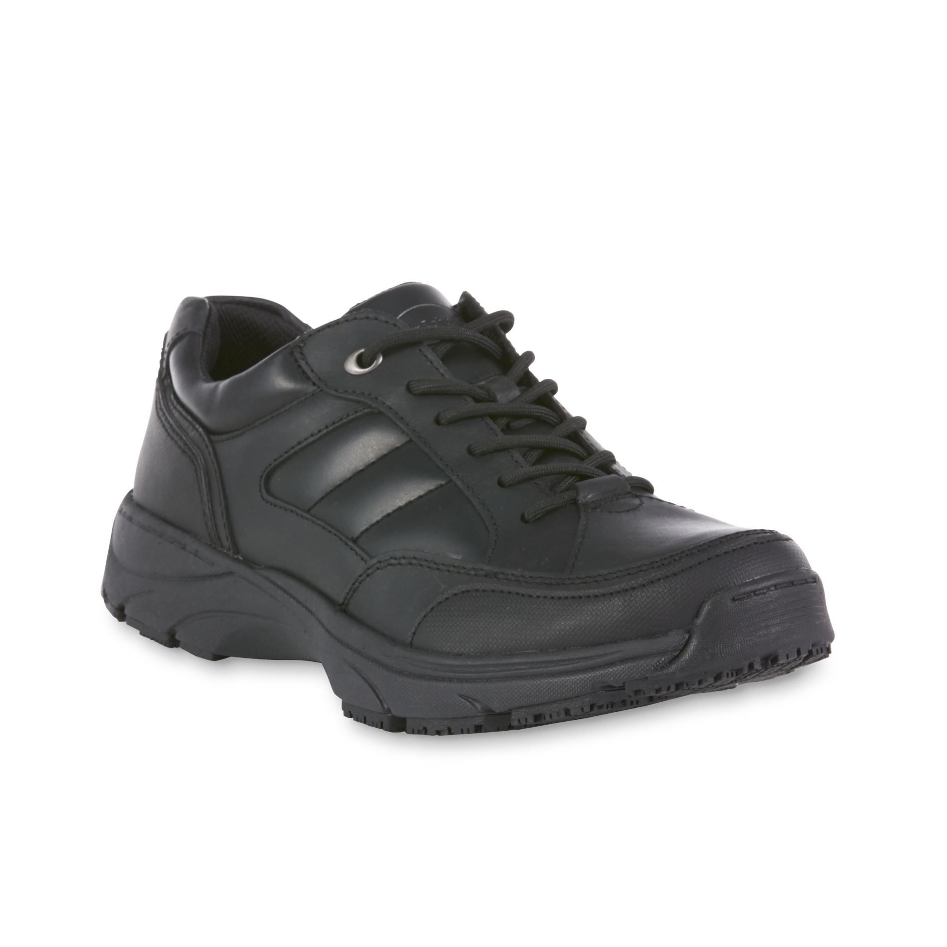 Dr. Scholl's Men's Aiden Black Leather Slip Resistant Work Shoe Shop