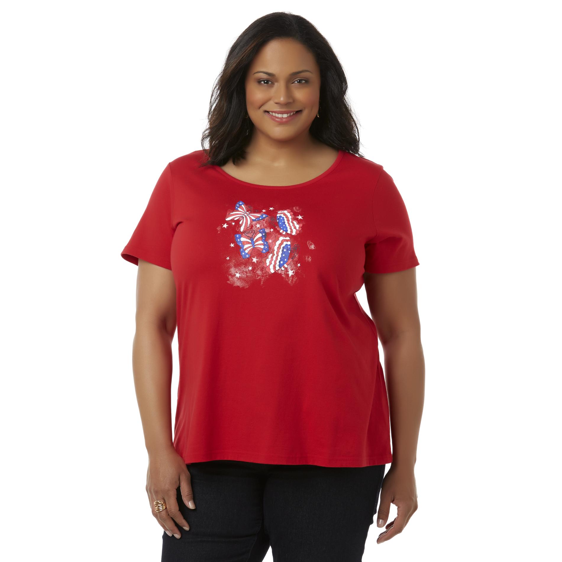 Women's Plus Fourth of July T-Shirt - Butterfly