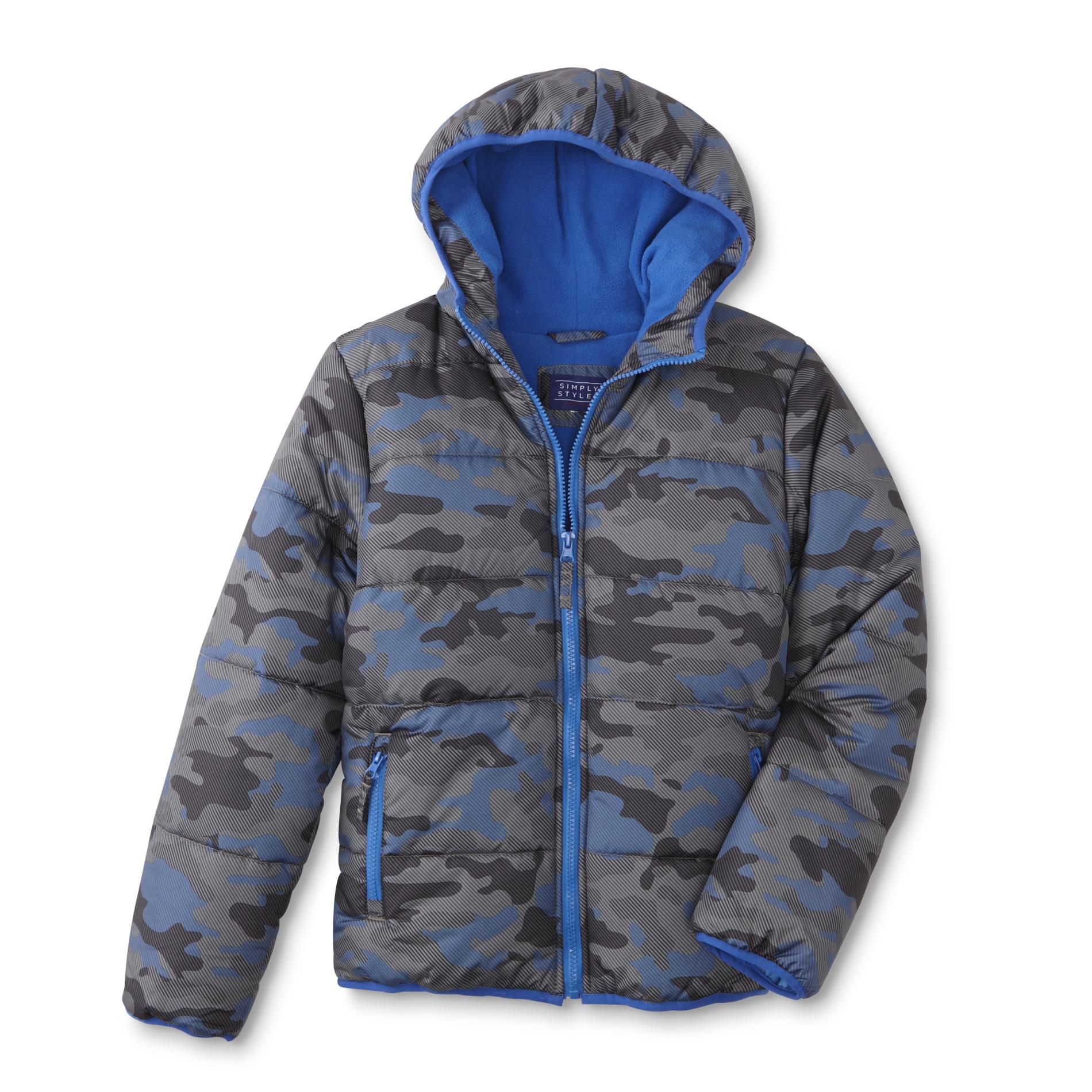 Simply Styled Boy's Hooded Winter Jacket Camo