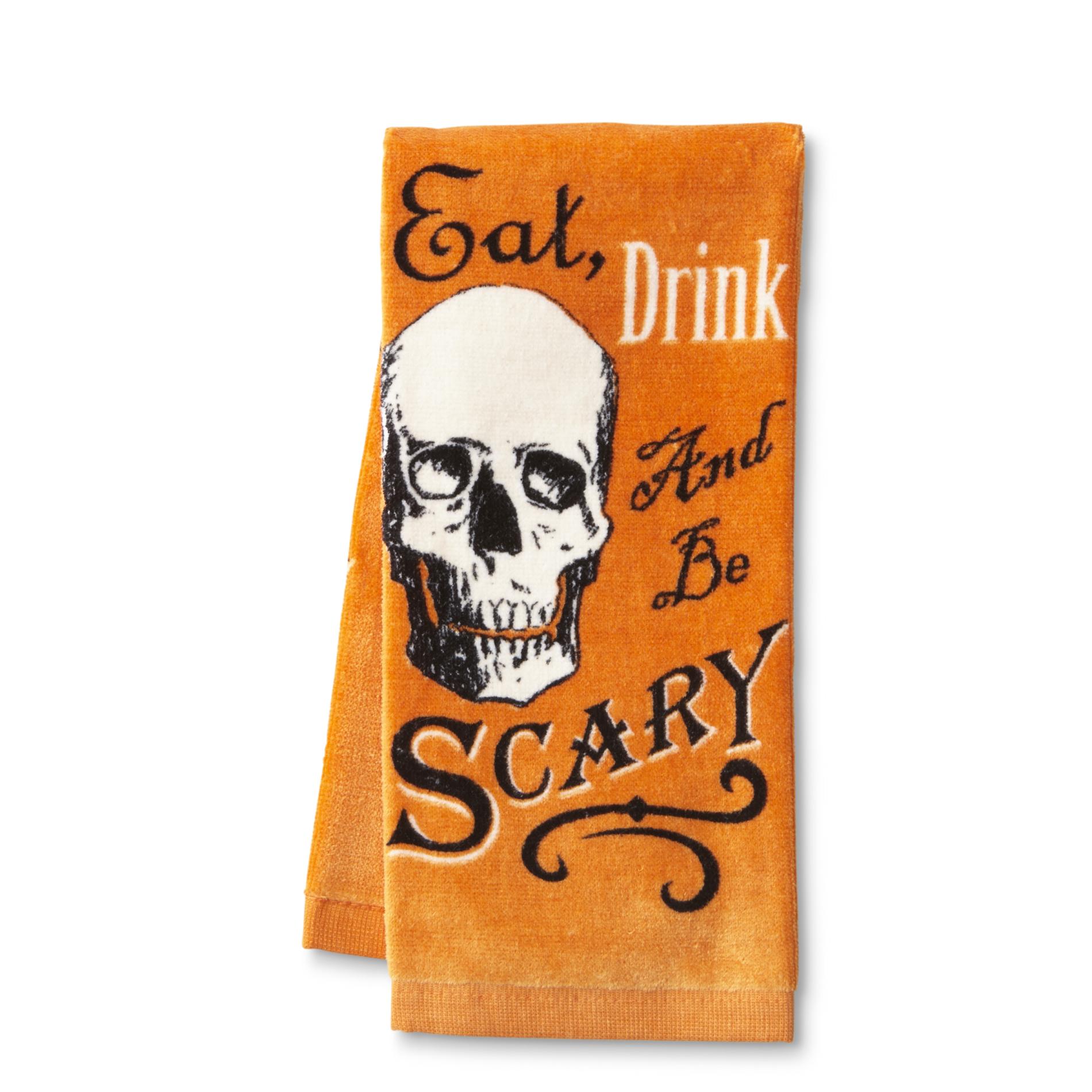Jaclyn Smith Kitchen Hand Towel Skull & Be Scary Home