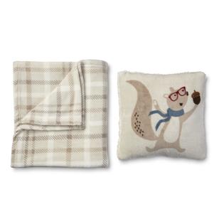 Cannon Pillow & Throw Set - Squirrel & Plaid - Kmart