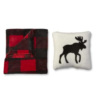 Cannon Pillow & Throw Set - Moose & Plaid - Kmart