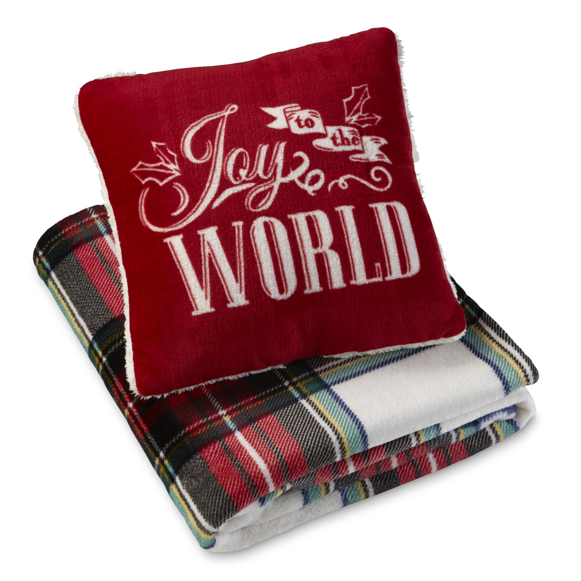 Cannon Pillow & Throw Set - Joy & Plaid