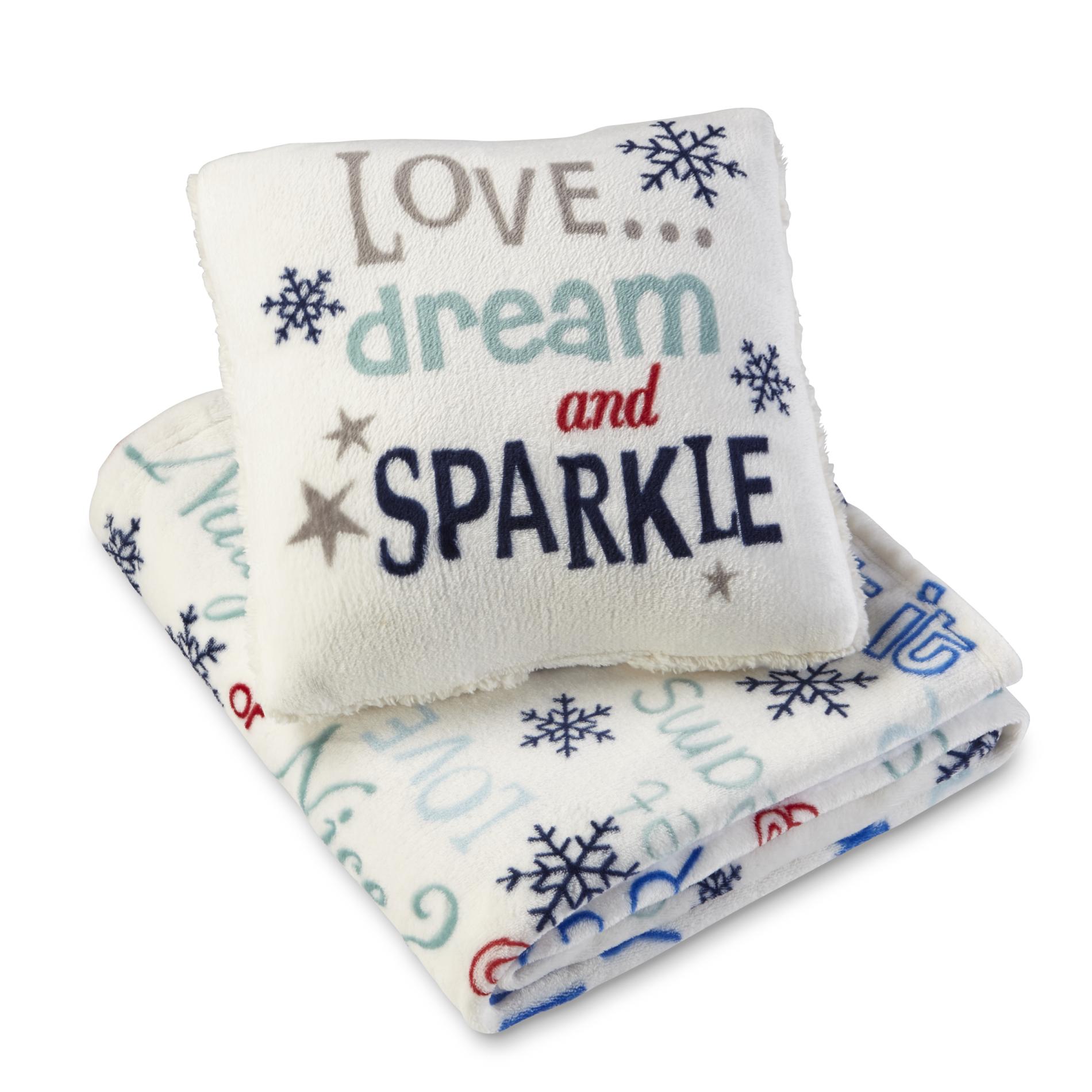 Cannon Pillow & Throw Set - Sparkle & Snowflakes - Kmart