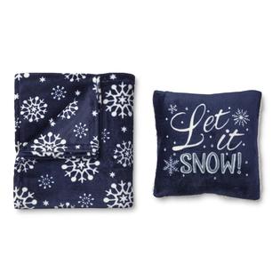 Cannon Pillow & Throw Set - Snow & Snowflakes