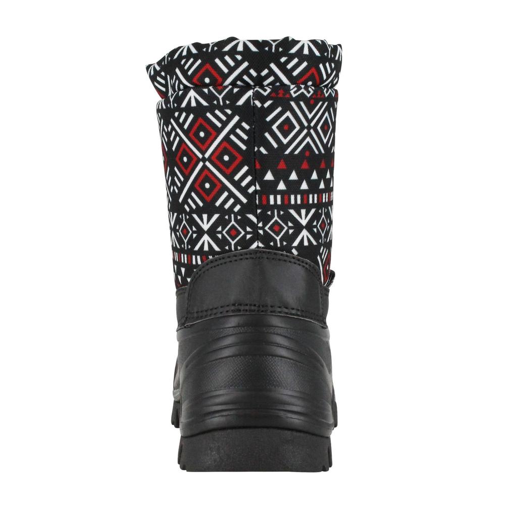 Nord Trail Girls' Frosty II Black/Red/White/Geometric Snow Boot