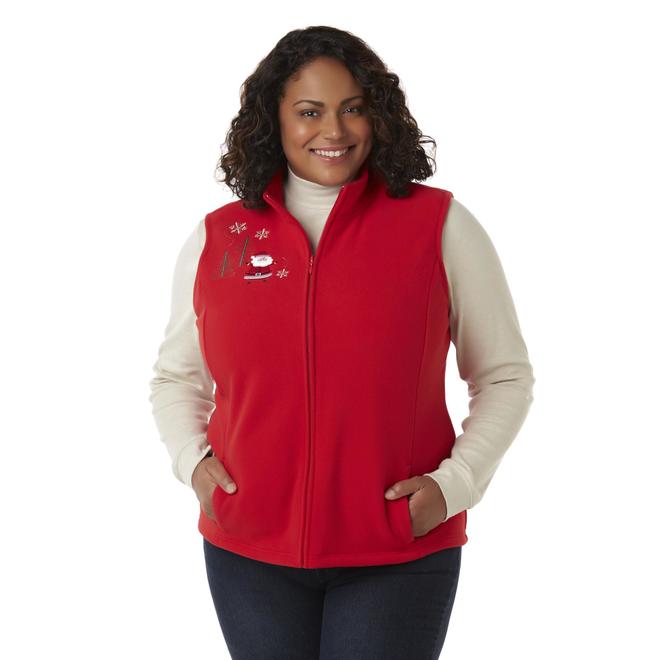 Holiday Editions Women's Plus Christmas Vest Santa