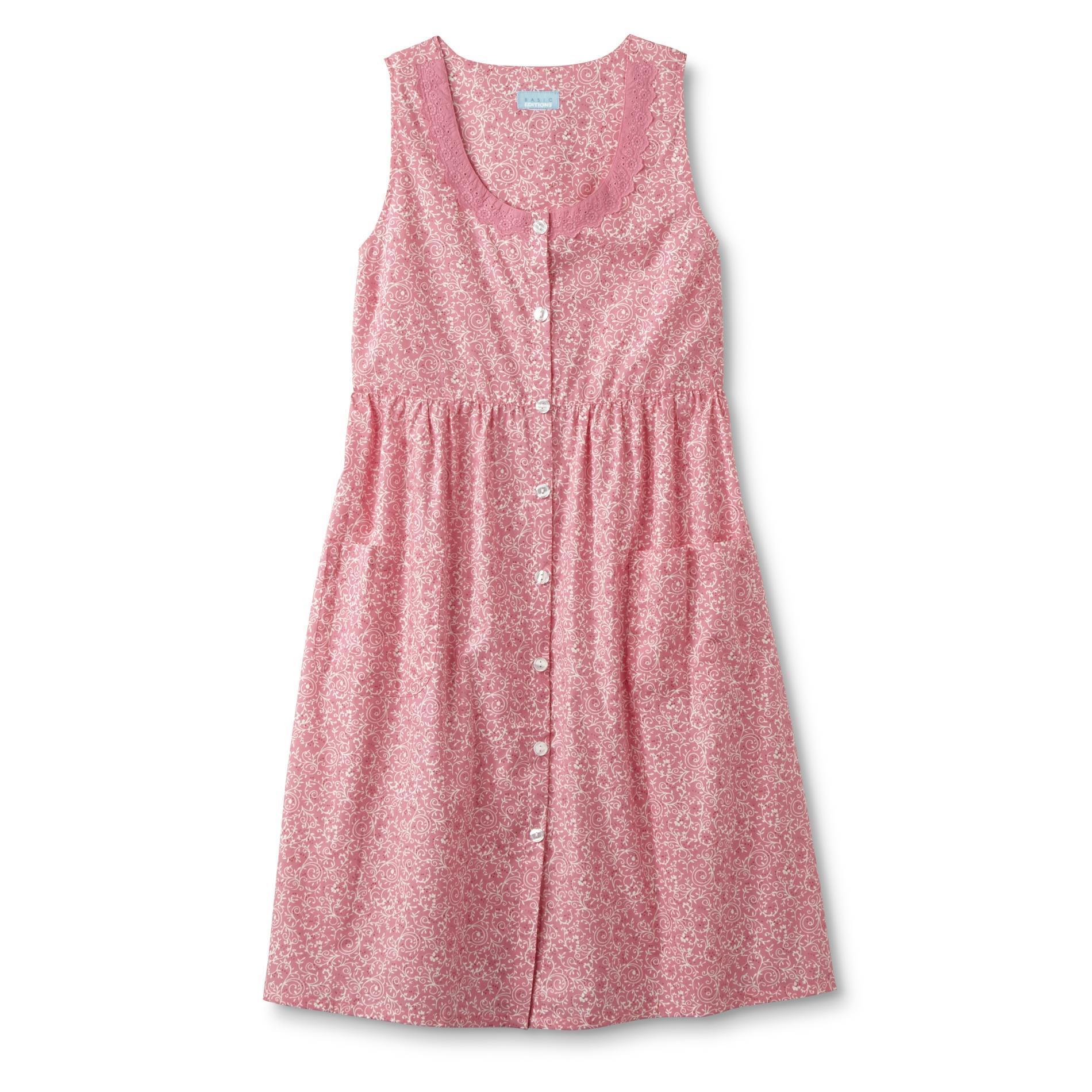 Basic Editions Women's Plus Sleeveless Nightgown - Filigree