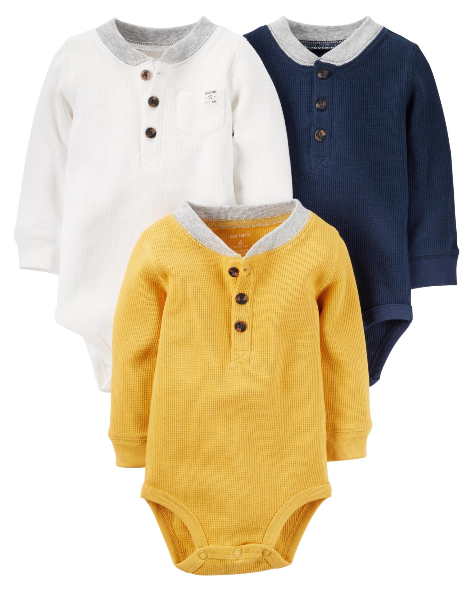 Carter’s® Newborn & Infant Boys' 3Pack Thermal Henley Bodysuits Shop
