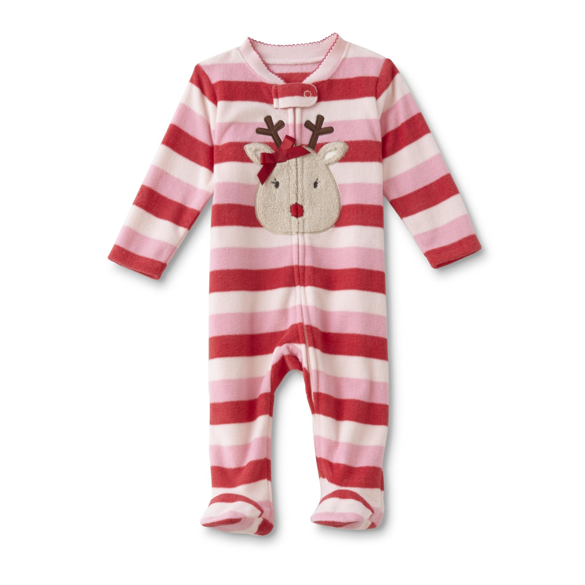 Little Wonders Newborn Girls' Christmas Sleeper Pajamas Reindeer