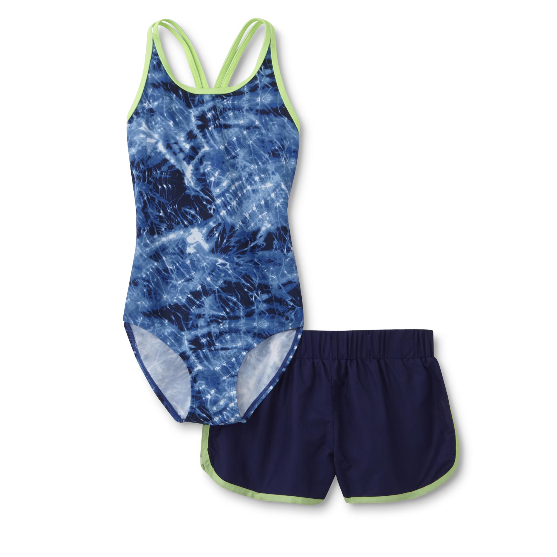 Joe Boxer Girls' One-Piece Swimsuit & Shorts - Tie Dye ...