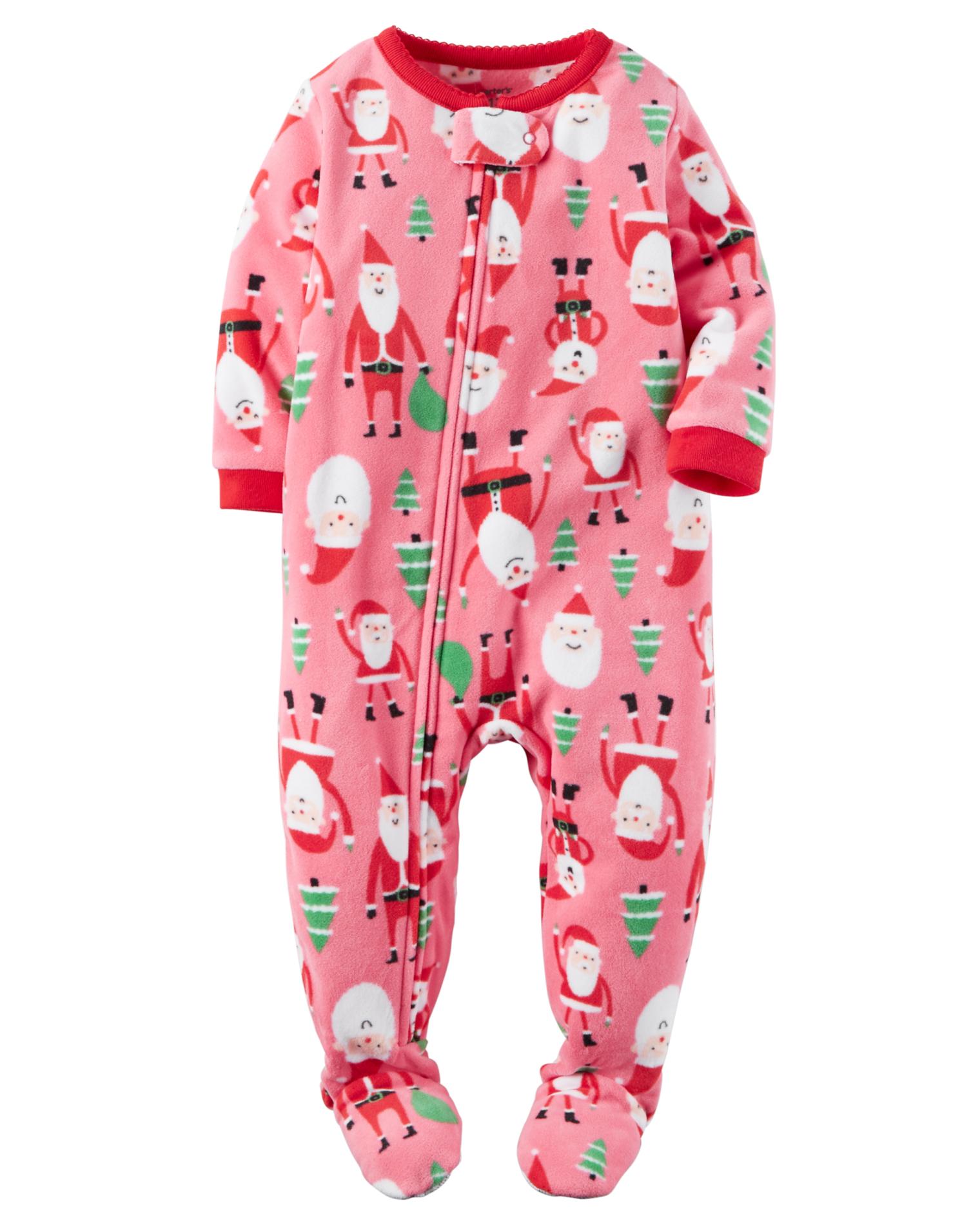 Carter's® Infant & Toddler Girls' Fleece Footed Pajamas - Santa Claus ...