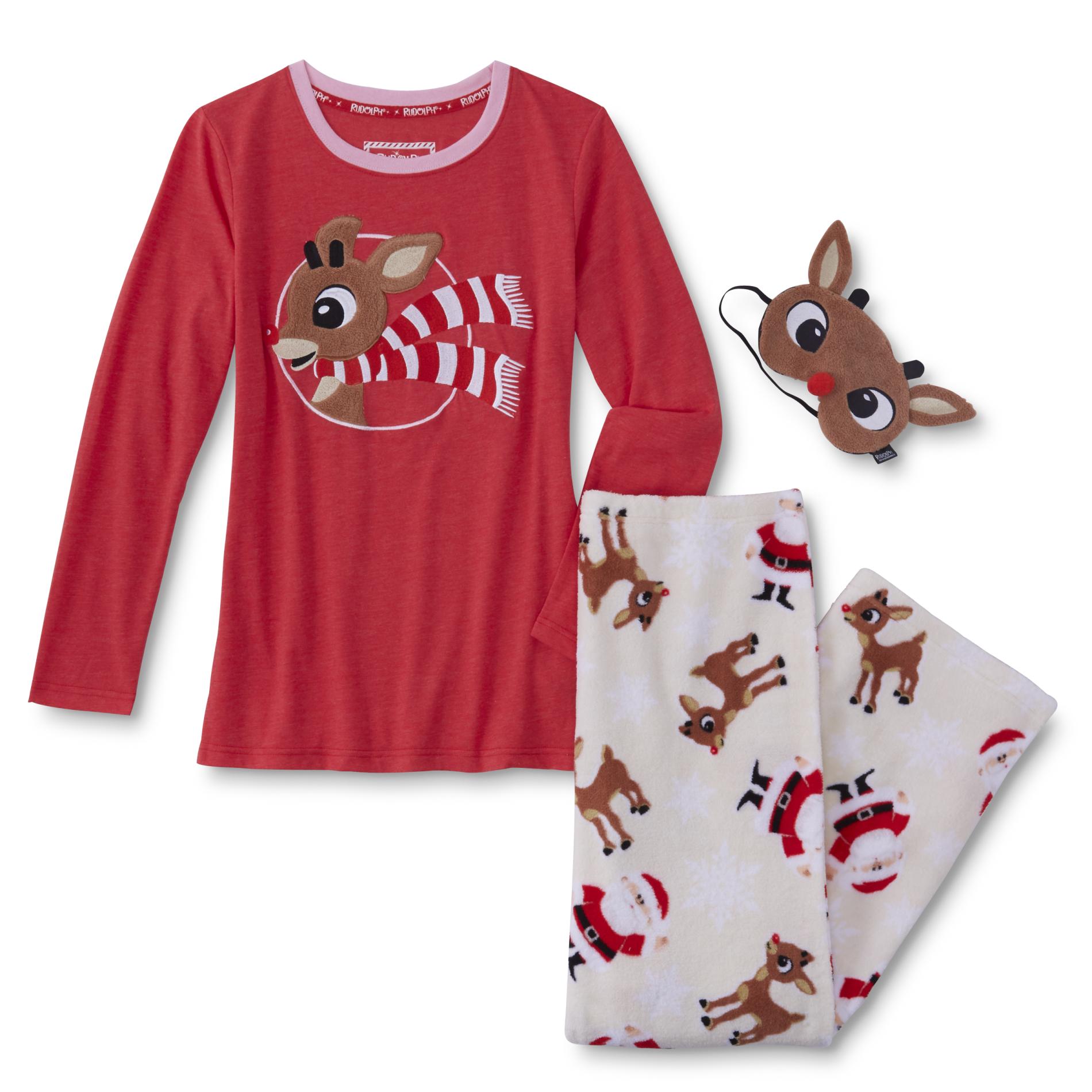 Rudolph the Red Nose Reindeer Women's Plus Christmas Pajama Top, Pants &amp; Eye Mask | Shop Your