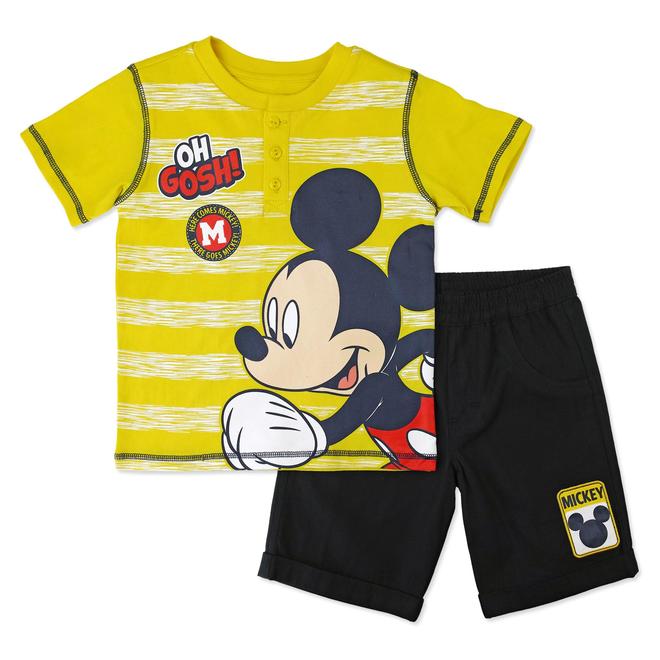 Disney Mickey Mouse Infant & Toddler Boys' Henley Shirt & Shorts