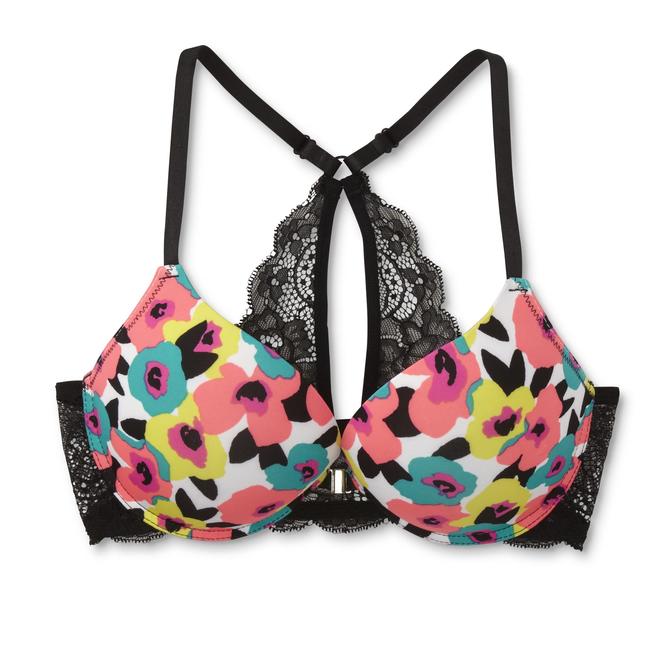 Joe Boxer Women's PushUp Racerback Bra Neon Floral