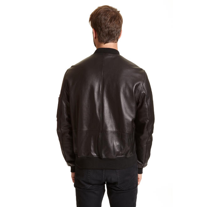Excelled Men's Big and Tall Lambskin Leather Bomber Jacket