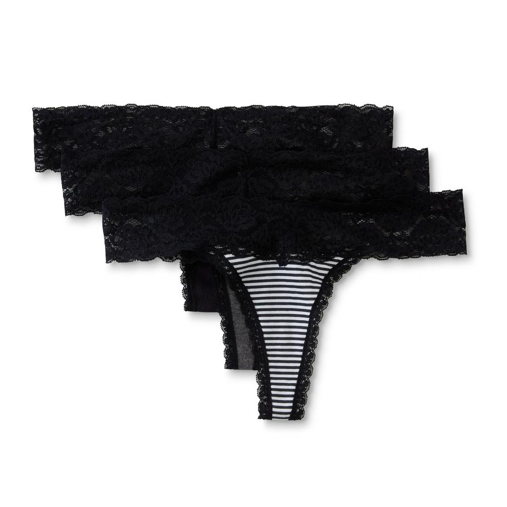 Women's 3-Pack Thong Panties - Striped