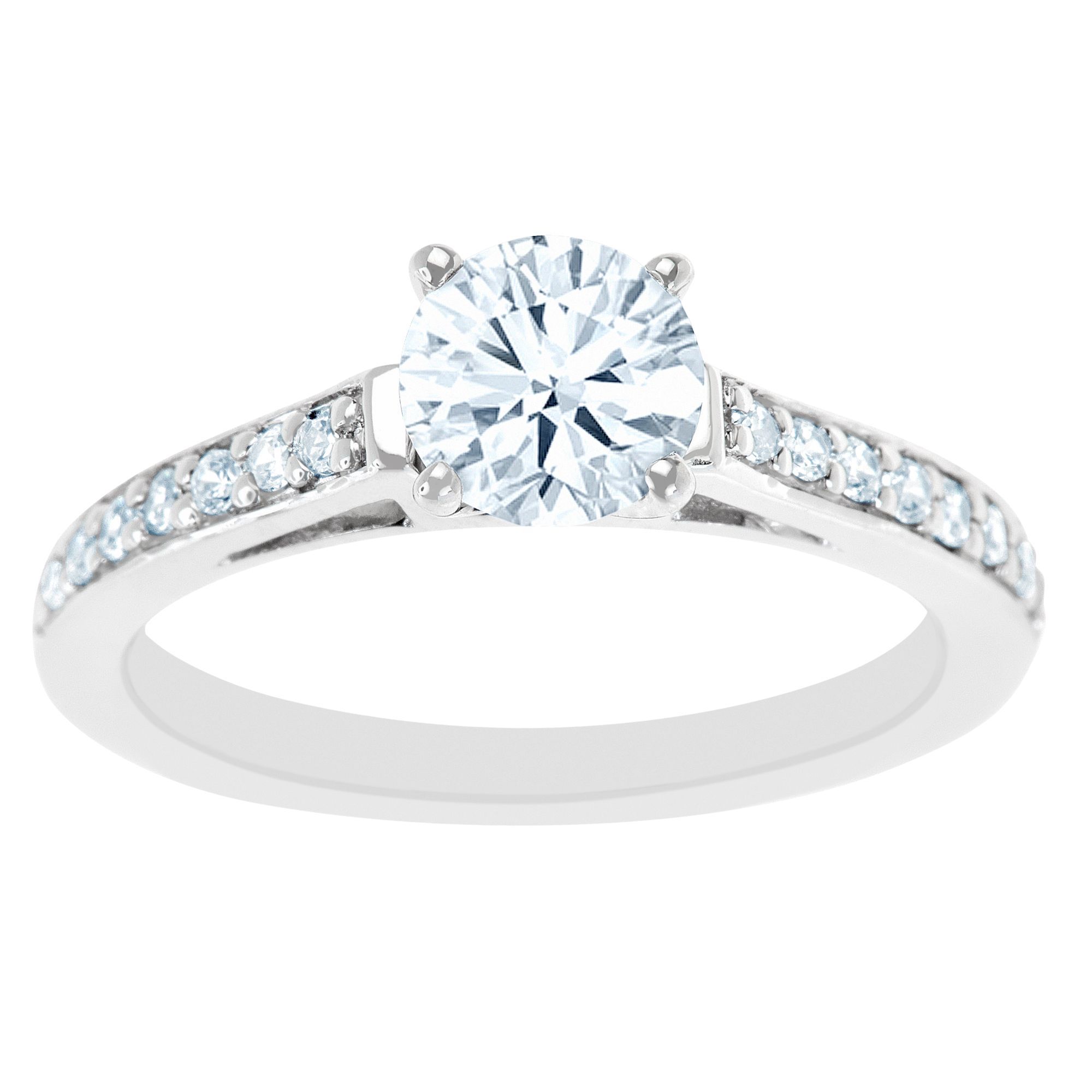 New York City Diamond District 14K White Gold Cathedral Round Diamond ...