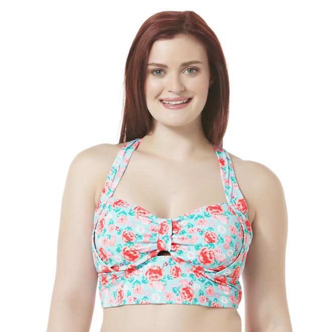 Joe Boxer Women's Plus Longline Bikini Top Floral Print
