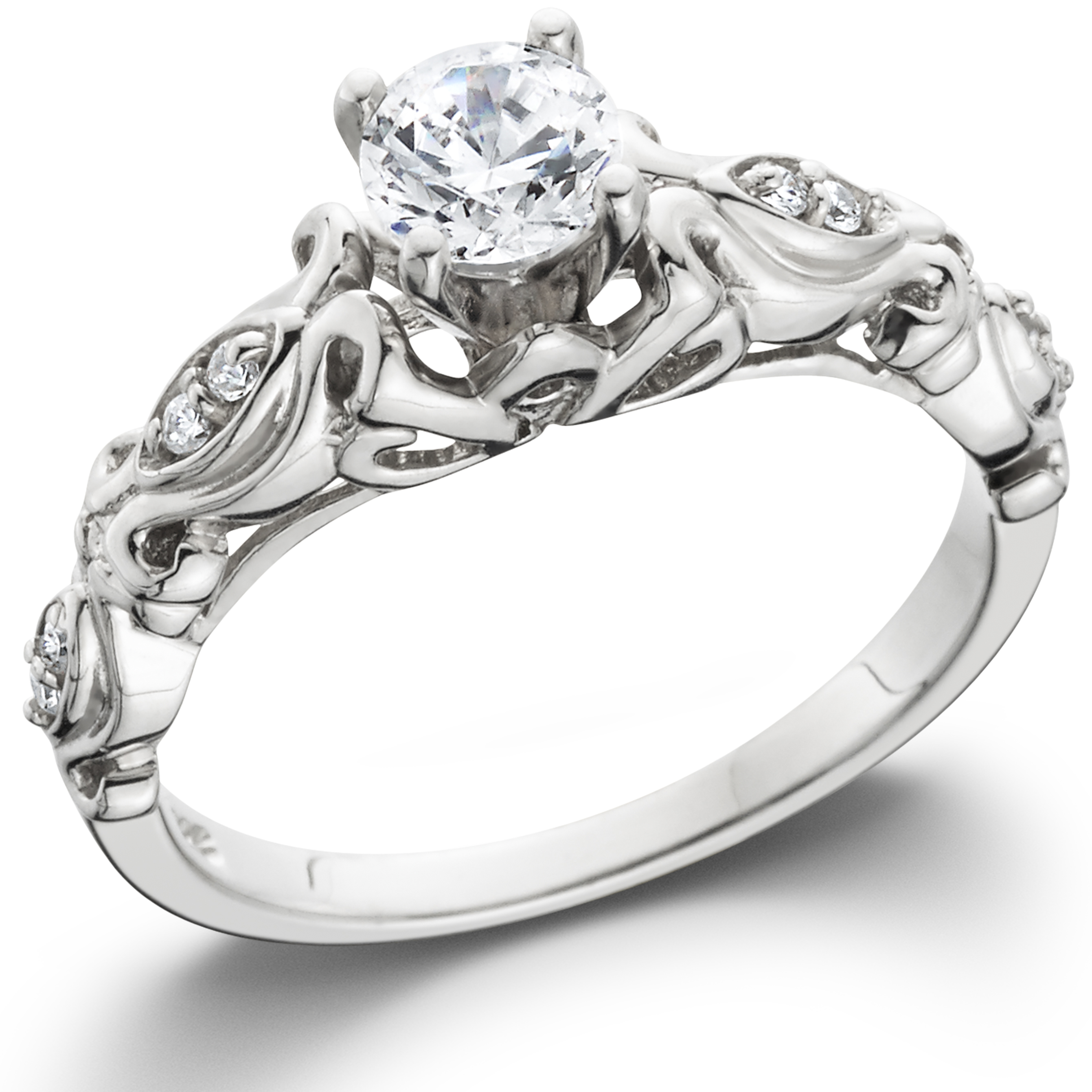 1/2 Carat Vintage Diamond Engagement Antique Ring 14 Karat White Gold