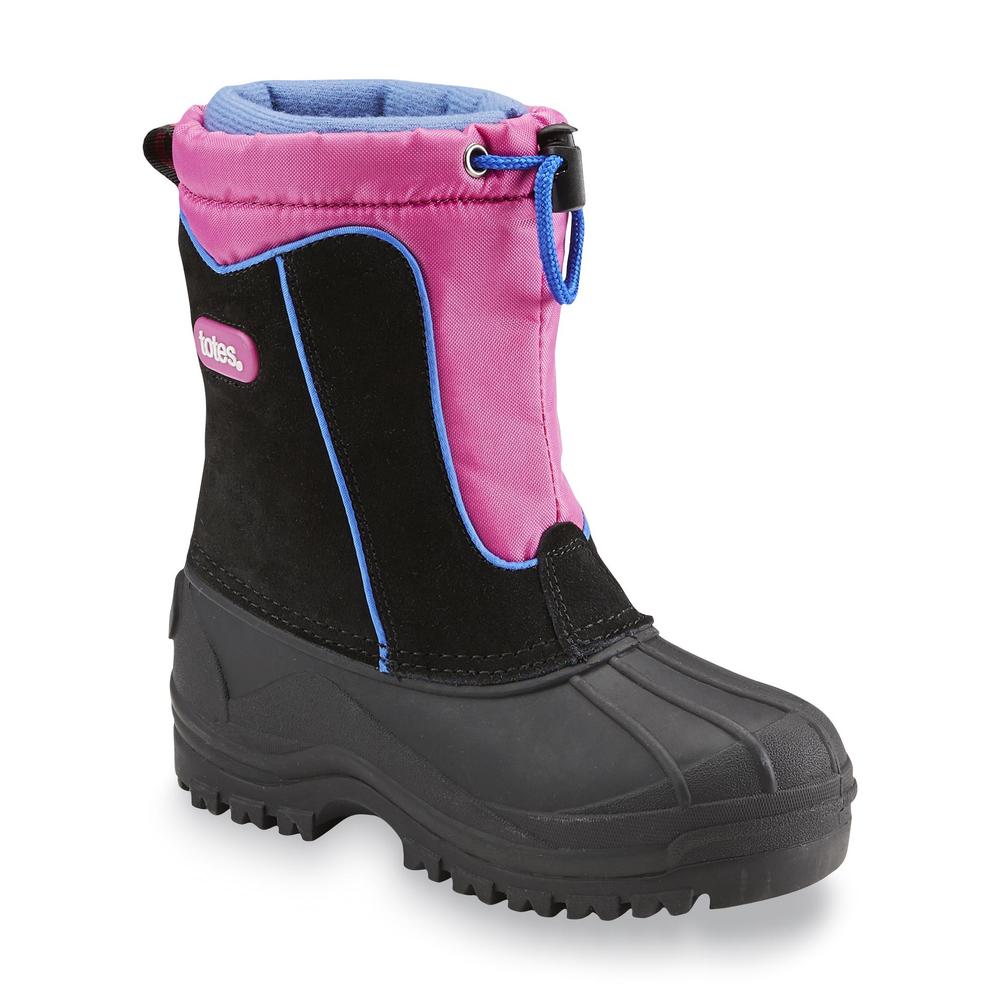 Girl's Jean Pink/Black/Blue Insulated Waterproof Snow Boot