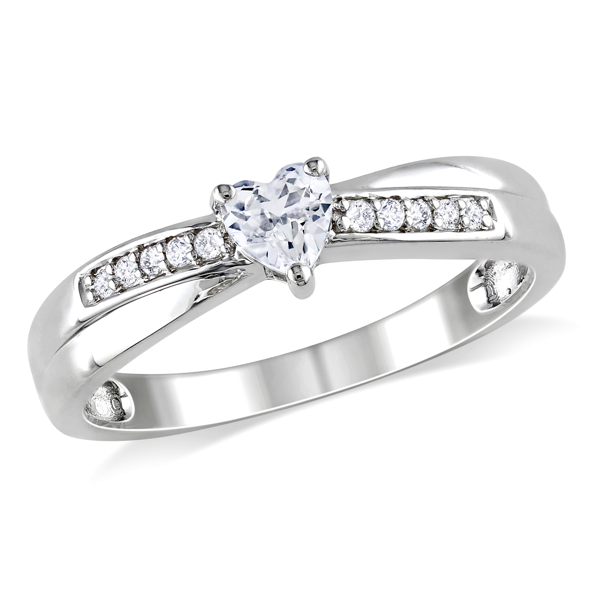 1/4 Carat T.G.W. Created White Sapphire and Diamond-Accent Engagement Ring in Sterling Silver