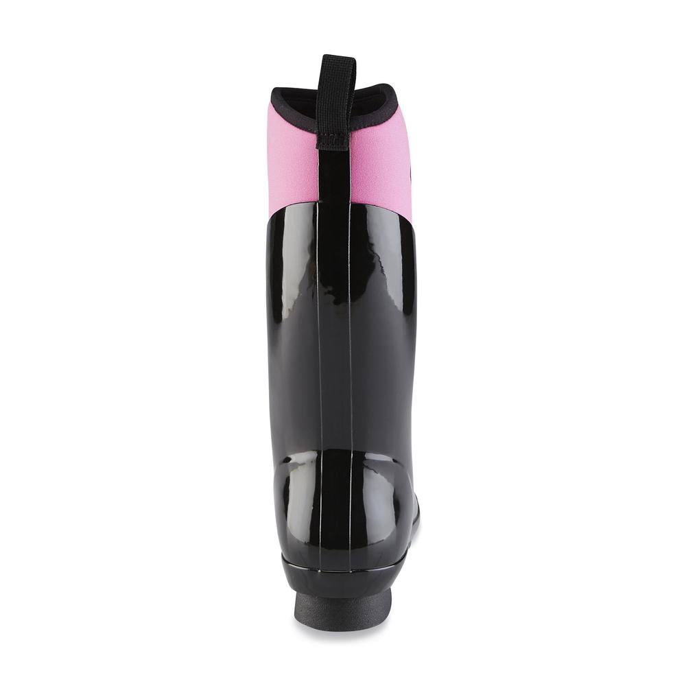 Women's Wellie Pink/Black Waterproof Calf-High Rain Boot
