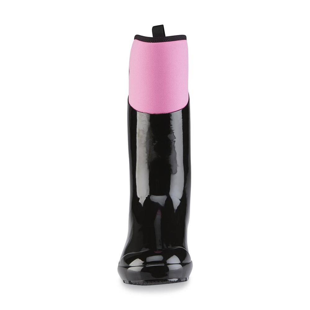 Women's Wellie Pink/Black Waterproof Calf-High Rain Boot