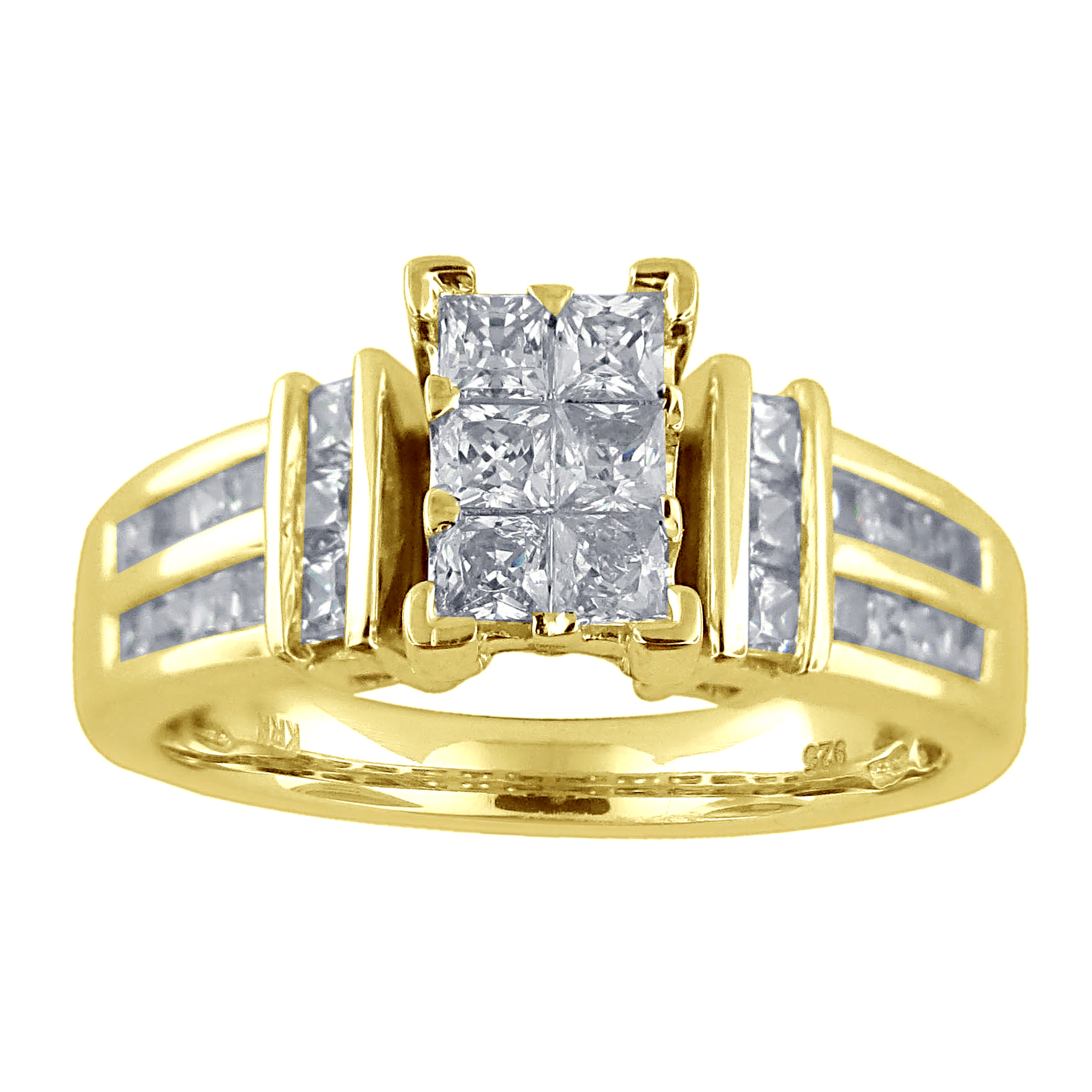 Tradition Diamond 10K Yellow Gold 1 CTTW Certified Diamond Quad Ring