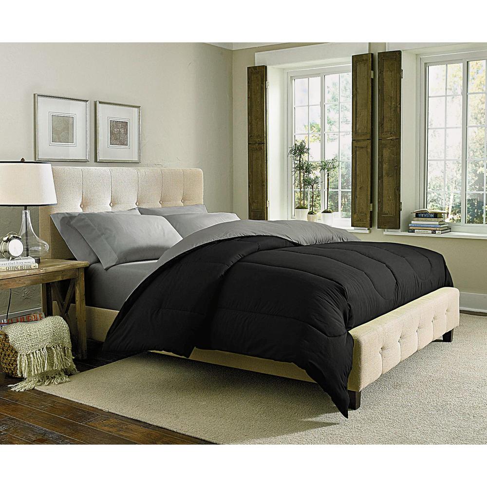 Cannon Solid Reversible Comforter - Black/Silver