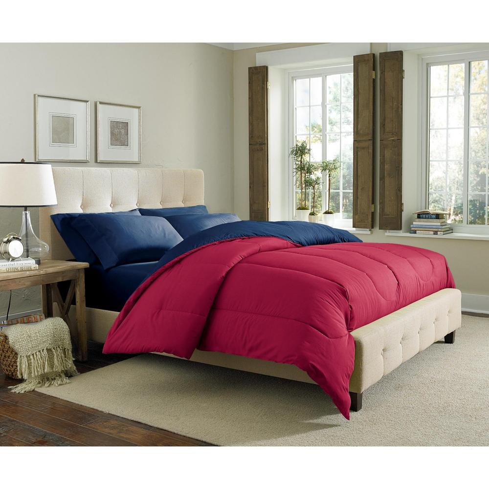 Solid Reversible Comforter - Red/Navy