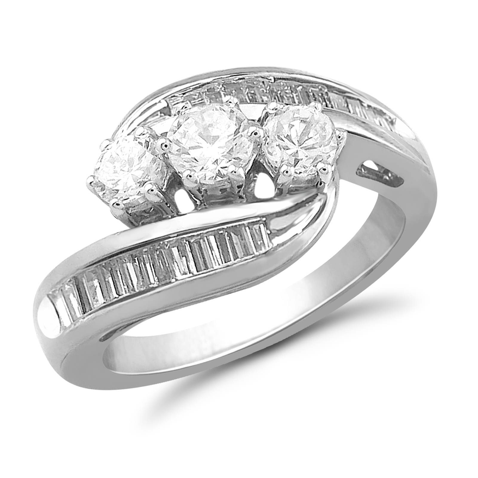 Tradition Diamond 10K White Gold 1 CTTW Certified Diamond 3Stone Plus