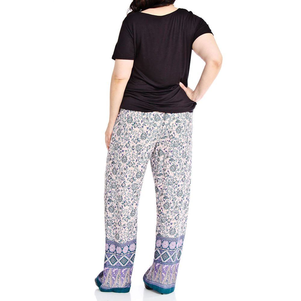 Women's Violet Floral Boho Theme Printed Pant - Plus Size