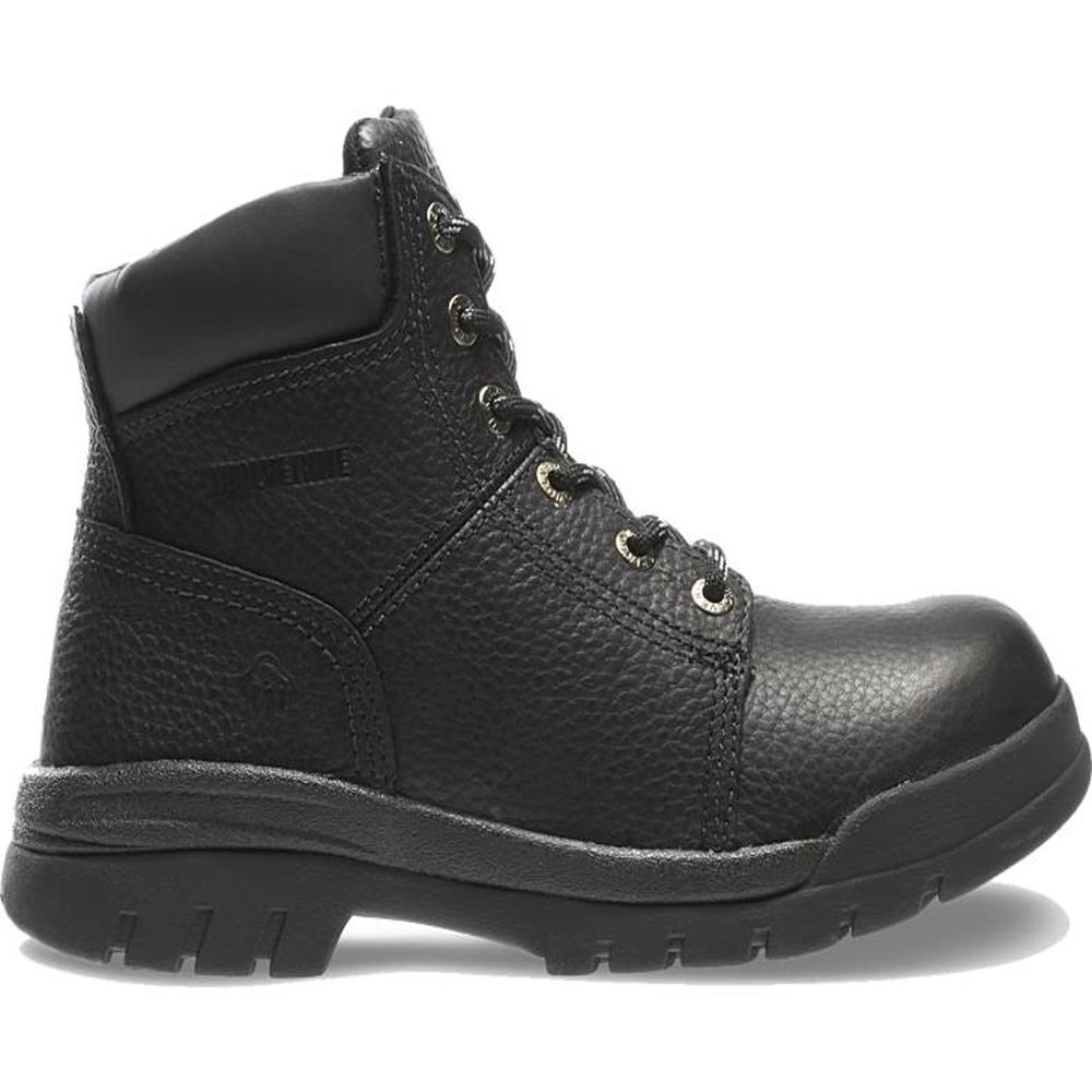 Men's Black Leather Slip-Resistant Work Boots