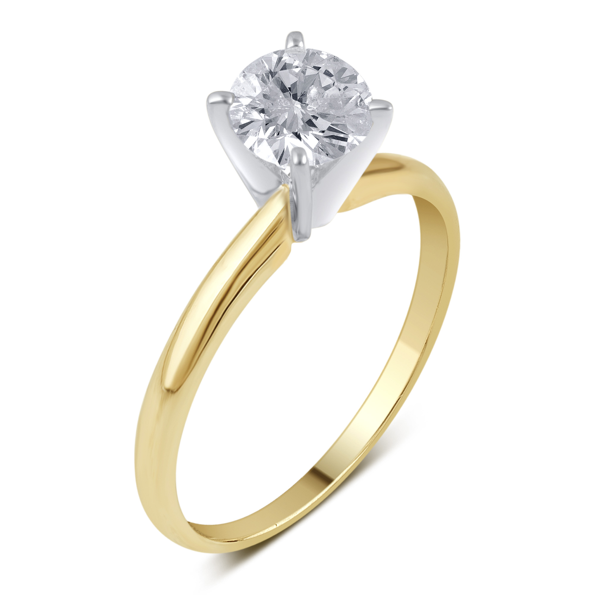 1/2 Cttw. Certified Round Cut 14K Yellow Gold Diamond Engagement Ring