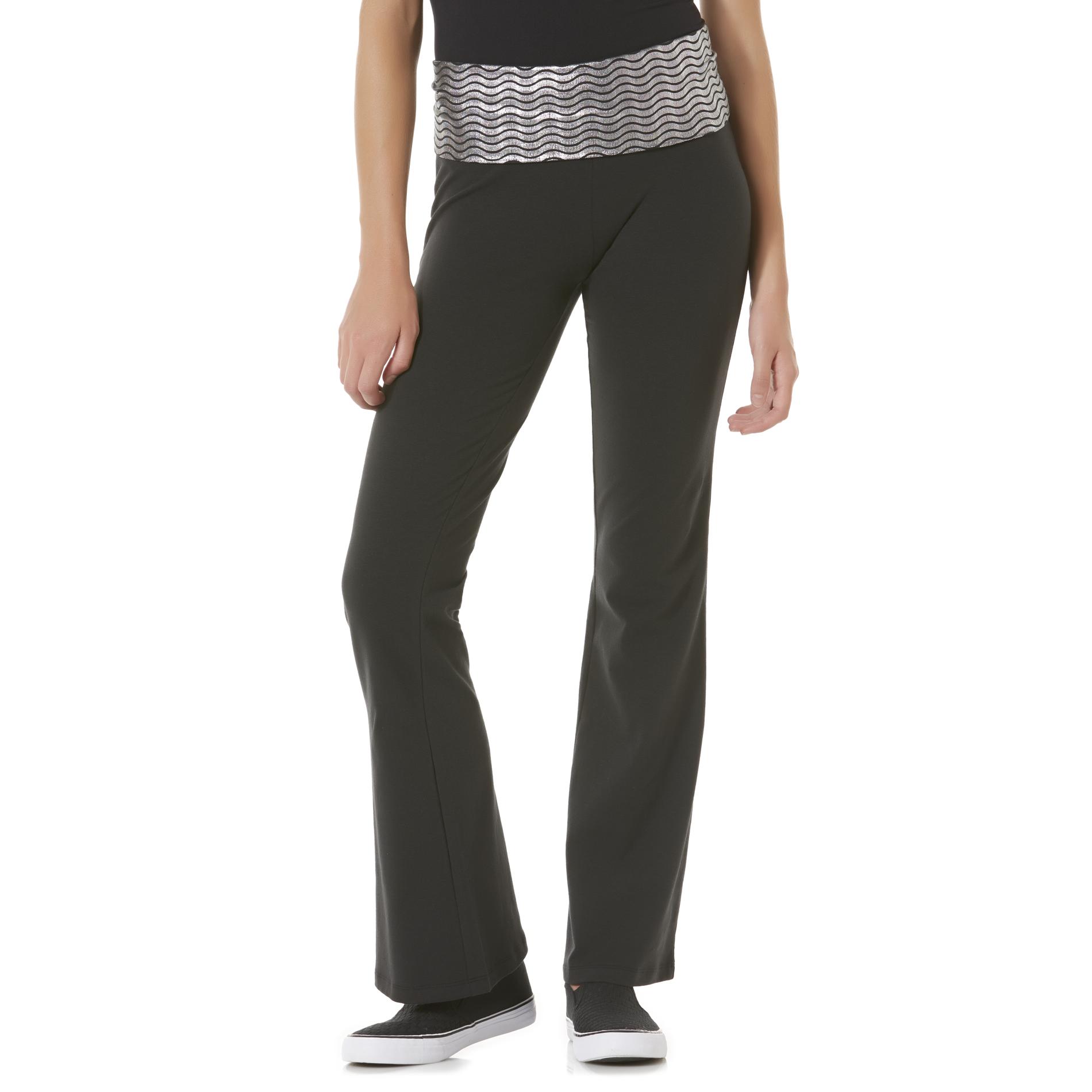 Junior's Fold-Over Bootcut Yoga Pants - Striped