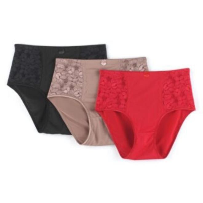 Pink K Women's Lace Side Panels HiCut Briefs 3 Pack