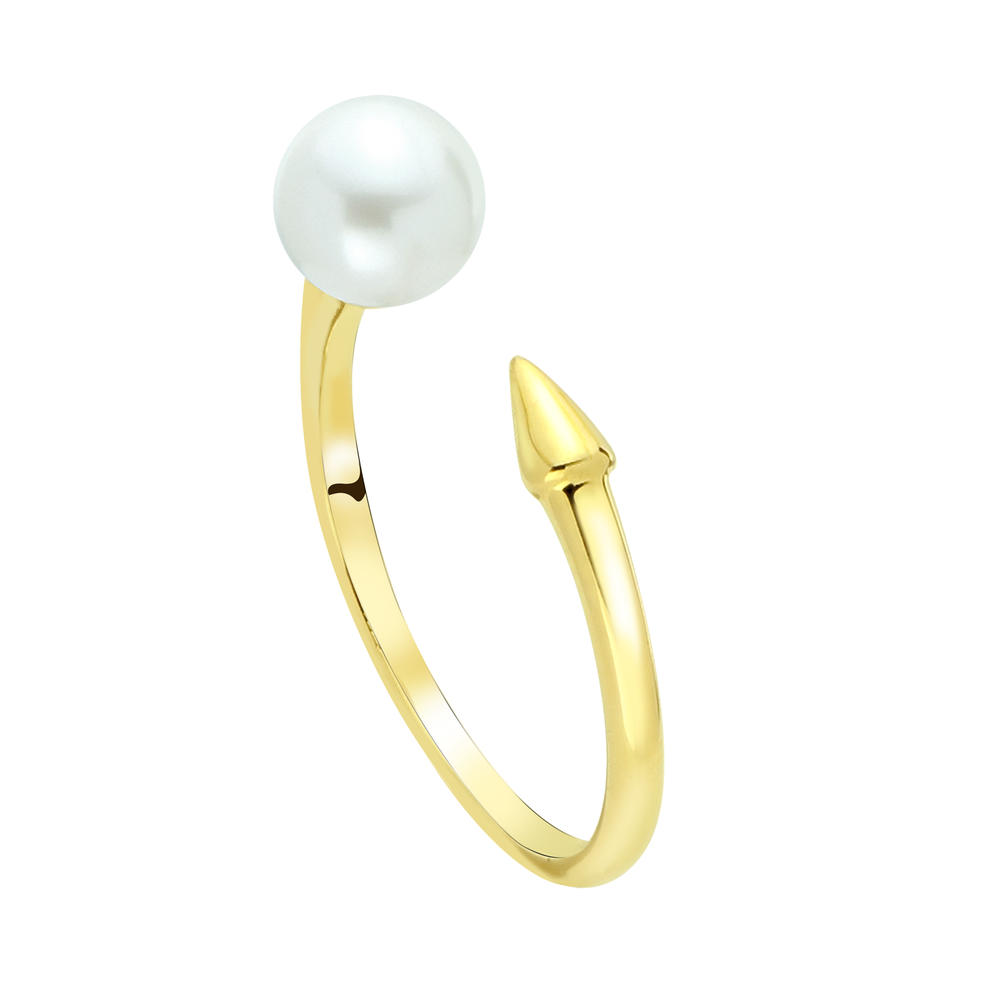 Gold over Silver Open Arrow Pearl Ring - size 7
