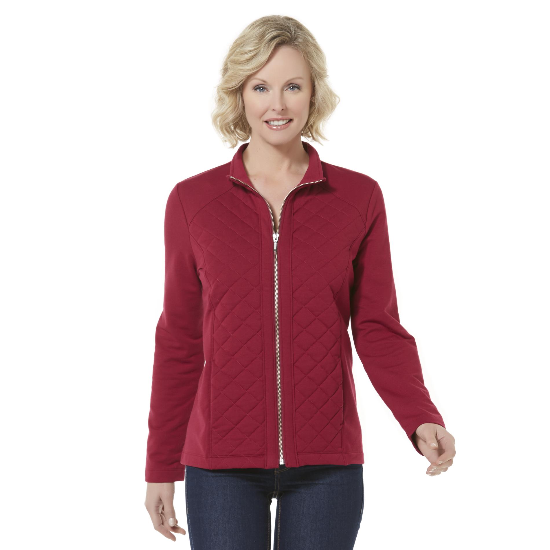 Laura Scott Petite's Zip-Up Quilted Sweatshirt | Shop Your Way: Online