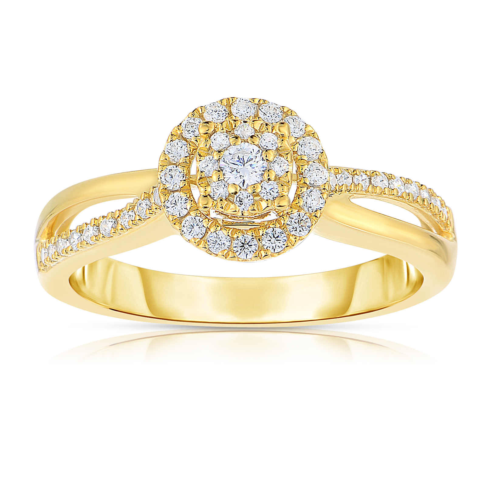 10KY 1/3 CTTW Certified Diamond Round Ring